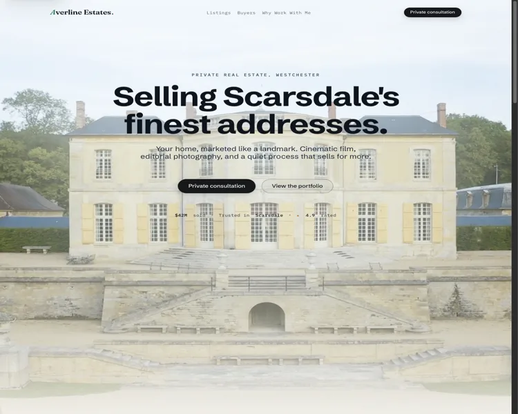 Averline Estates, a real estate website built by Vyne